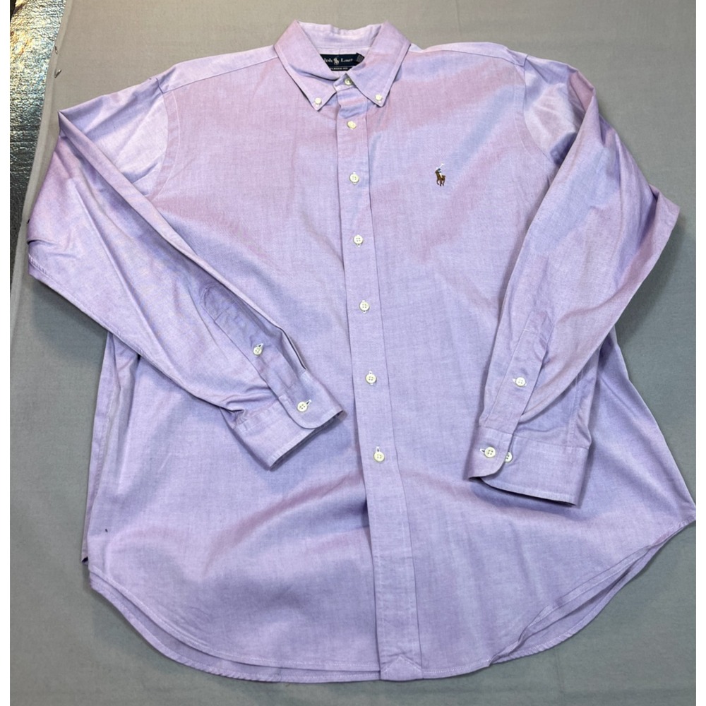 Ralph Lauren Shirt 16 1/2 Large L Purple Brown Pony‎ Casual Dress Mens 34 35